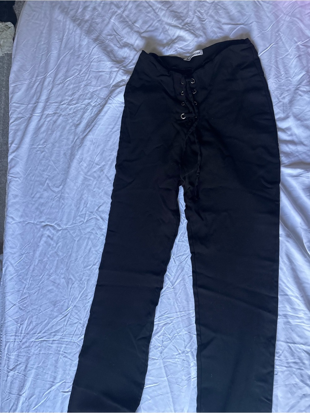 Reformation Black Lace-Up Flare Leggings